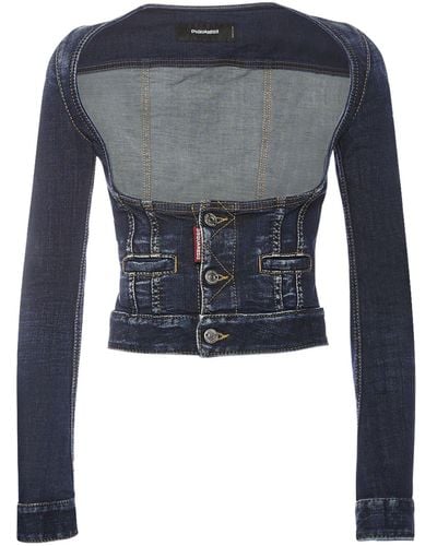 DSquared² Giacca corsetto cropped in denim - Blu