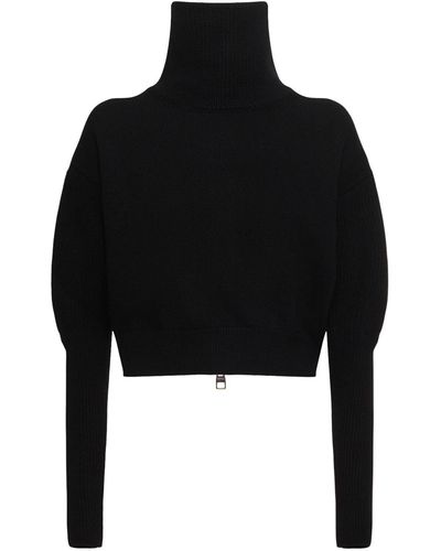 Alexander McQueen Zipped Cashmere Blend Turtleneck Jumper - Black