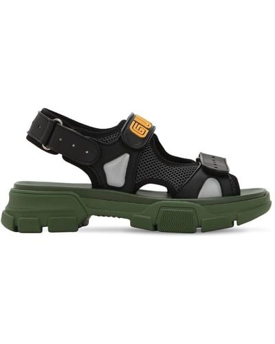 Gucci Leather And Mesh Sandals - Black