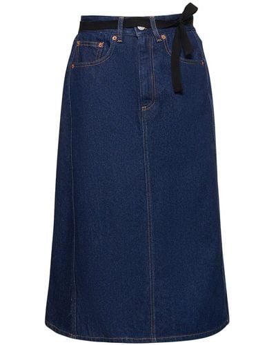 MM6 by Maison Martin Margiela Asymmetric Cotton Denim Midi Skirt - Blue