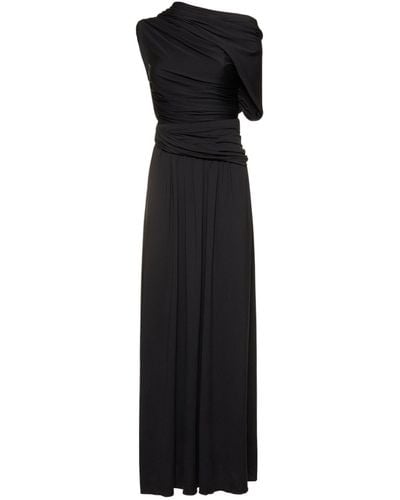 Altuzarra Delphi Draped Jersey Long Dress - Black