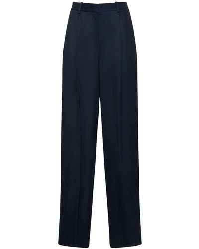 Theory Pleated Viscose Wide Pants - Blue