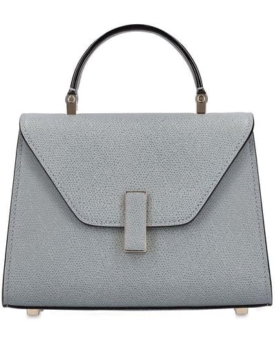 Valextra Micro Iside Grain Leather Top Handle Bag - Gray