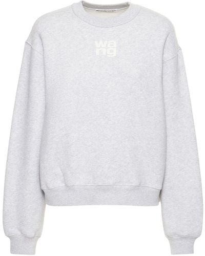 Alexander Wang Sweat-shirt en jersey de coton à logo essential - Blanc