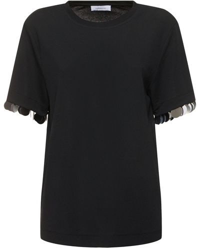 Rabanne T-shirt en crêpe de jersey embelli - Noir