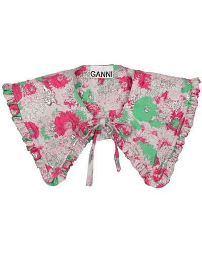 Ganni 3d Jacquard Ruffle Collar - Pink