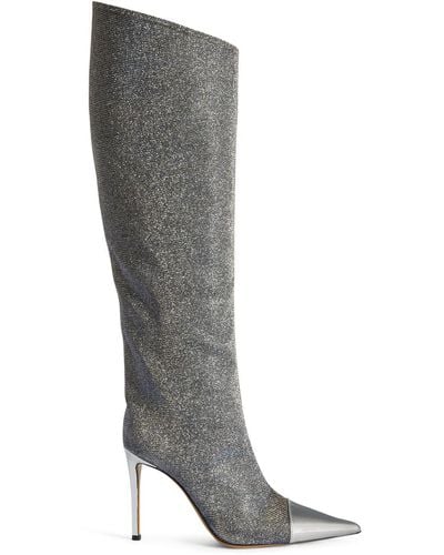 Alexandre Vauthier 105Mm Lurex & Leather Tall Boots - Grey
