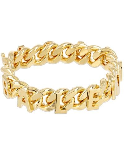 Balenciaga Bracelet chaîne en laiton avec logo - Métallisé