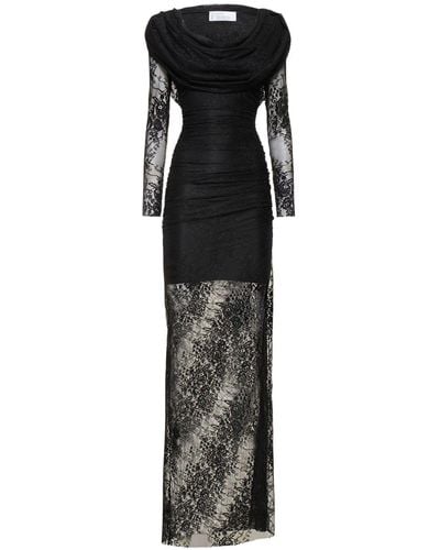 GIUSEPPE DI MORABITO Laize Stretch Lace Long Dress W/Hood - Black