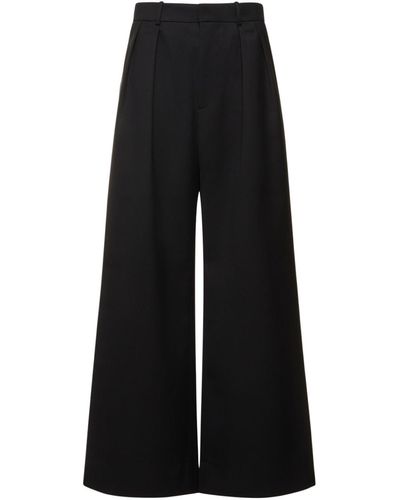Wardrobe NYC Pantalon taille basse en laine plissée - Noir