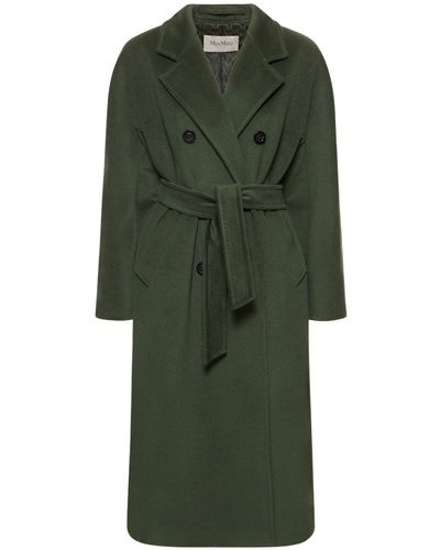 Max Mara Madame Double Breasted Wool Long Coat - Green