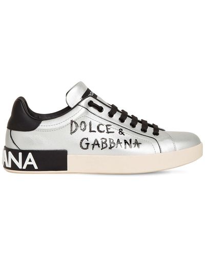 Dolce & Gabbana Metallic Calfskin Nappa Portofino Sneakers - Mettallic