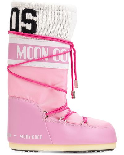 Gcds Classic Icon Moon Boot W/ Knit Band - Pink