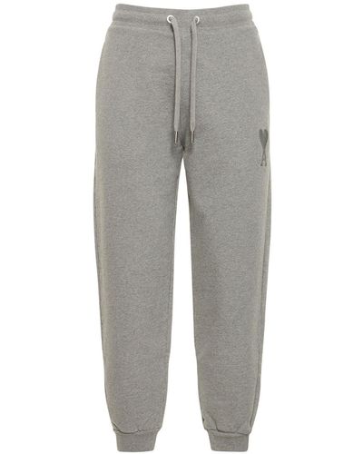 Ami Paris Logo Cotton Jersey Sweatpants - Gray
