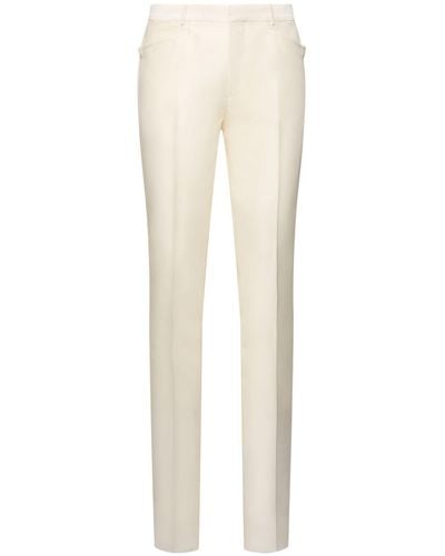 Tom Ford Atticus Wool Blend Faille Trousers - White