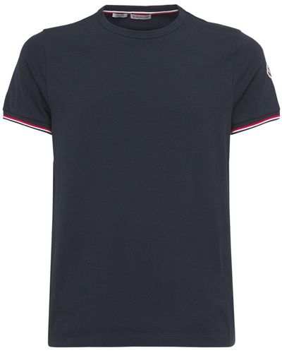 Moncler T-shirt in jersey di misto cotone - Blu