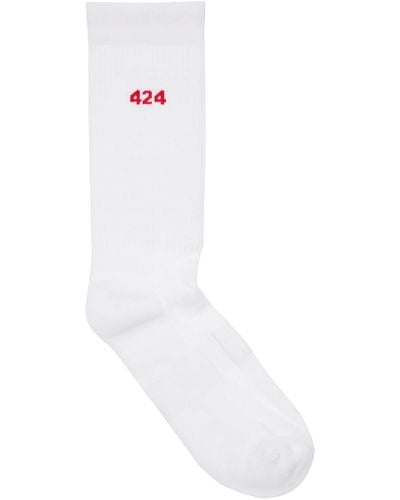 424 Logo Intarsia Cotton Blend Socks - White