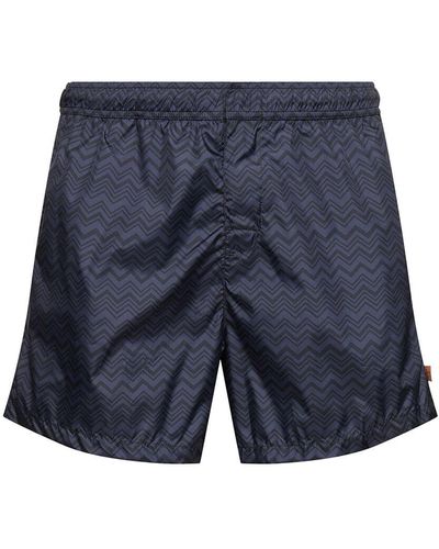 Missoni Printed Nylon Swim Shorts - Blue