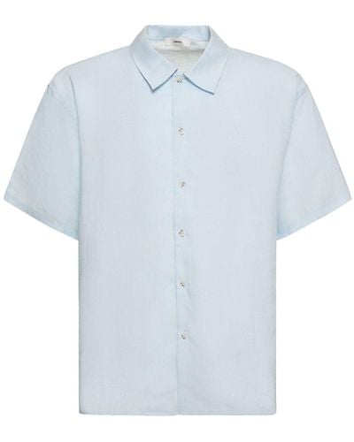 Commas Oversize Linen Short Sleeve Shirt - Blue