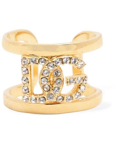 Dolce & Gabbana Dg Crystal Open Ring - Metallic