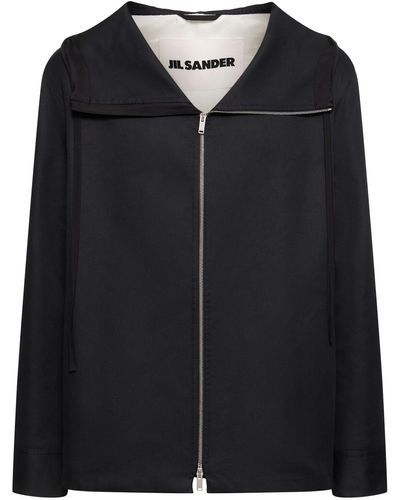 Jil Sander Boxy Cotton Zip Jacket - Black