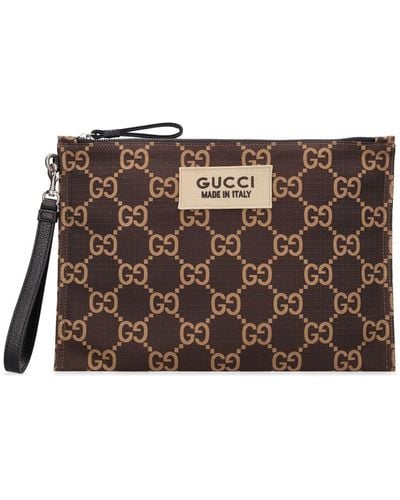 Gucci Bolso pouch de nylon ripstop - Marrón