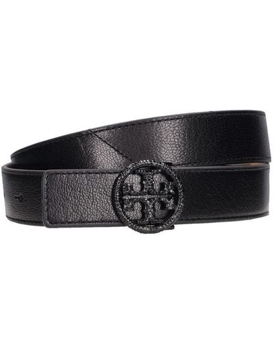 Tory Burch Ceinture en cuir orné de cristaux miller - Blanc