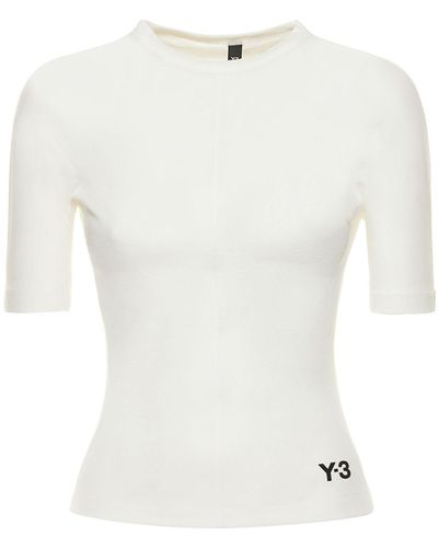 Y-3 Figurbetontes T-shirt - Weiß