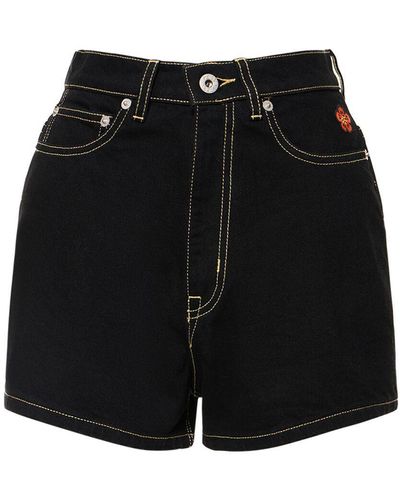 KENZO Rinsed Cotton Denim Shorts - Black