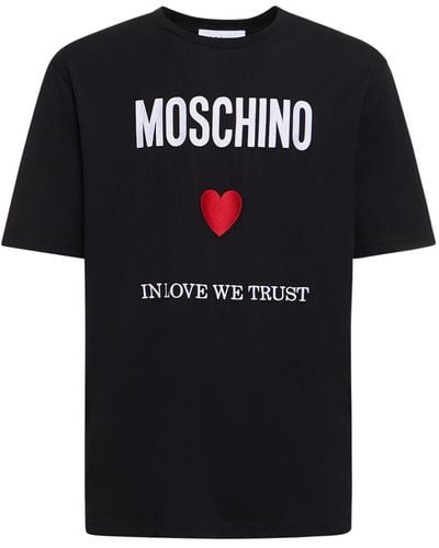 Moschino T-shirt Aus Baumwolljersey Mit Druck - Schwarz