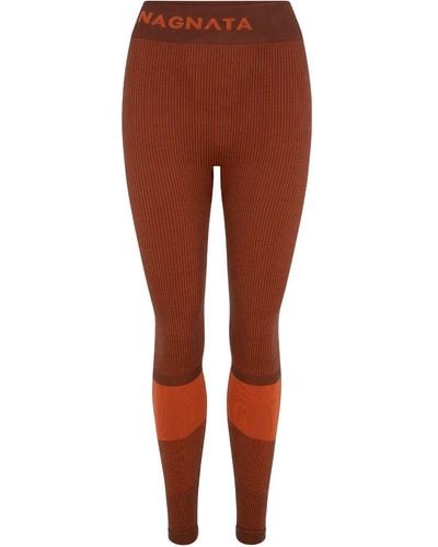 Nagnata Yang Rib Knit Wool Blend leggings - Brown