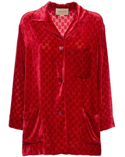 Gucci gg Devoré Velvet Shirt - Red