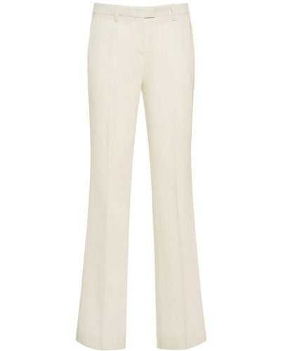 Etro Mid Rise Crepe Straight Pants - Natural
