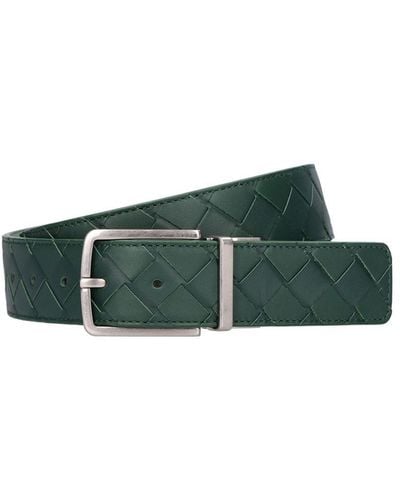Bottega Veneta 3.5cm Intrecciato Reversible Belt - Green