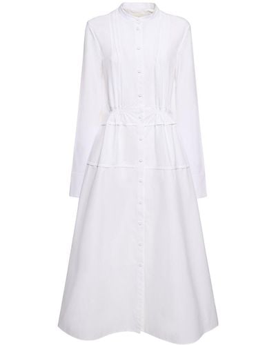 Jil Sander Heavy Cotton Poplin Midi Shirt Dress - White