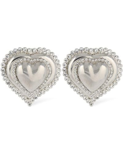 Alessandra Rich Heart Stud Earrings - Grey