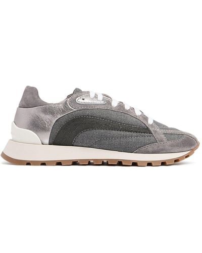 Brunello Cucinelli 20Mm Wool Low Top Trainers - Grey