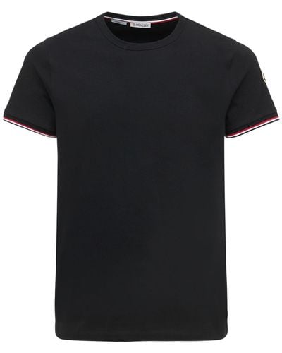 Moncler Camiseta De Algodón Jersey Stretch - Negro
