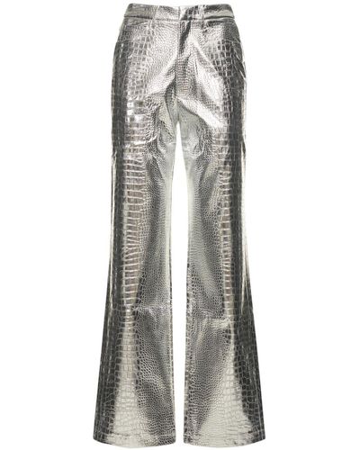 ROTATE BIRGER CHRISTENSEN Rotie Embossed Faux Leather Trousers - Grey