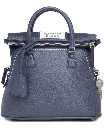 Maison Margiela 5Ac Mini Grained Leather Top Handle Bag - Blue