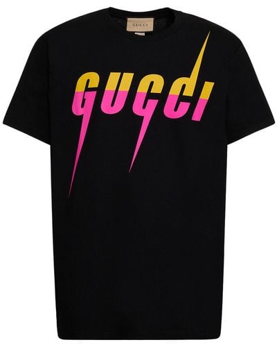 Gucci Camiseta de Algodón con Estampado Blade - Negro