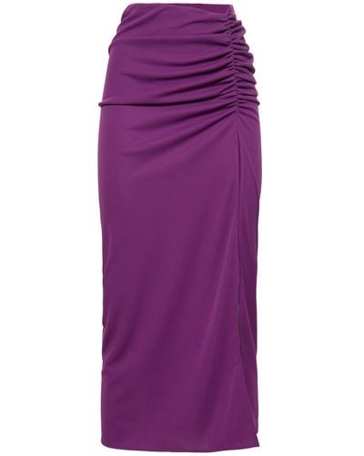 ANDAMANE Paige High Slit Jersey Midi Skirt - Purple