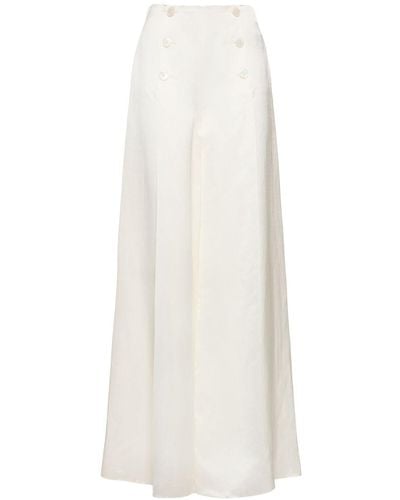 Ralph Lauren Collection Linen Blend Split Wide Trousers - White