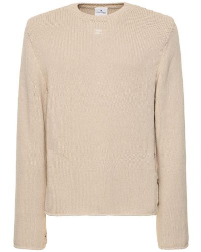 Courreges Open Side Cotton & Linen Knit Sweater - Natural
