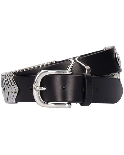 Isabel Marant 3cm Studded Leather Belt - White