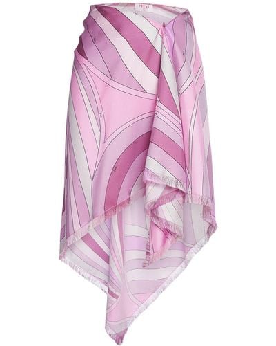 Emilio Pucci Printed Silk Front Wrap Mini Skirt - Pink