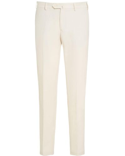 Loro Piana Four Linen Straight Trousers - White
