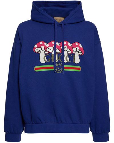 Gucci Light Felted Cotton Hoodie - Blue