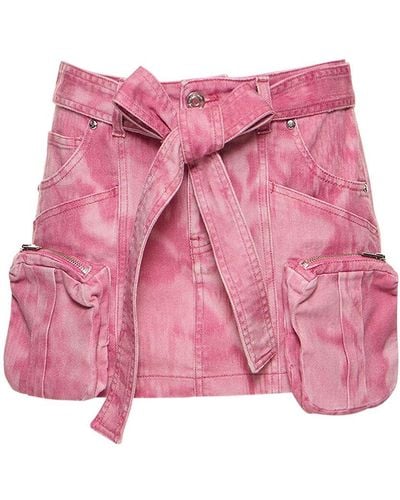 Blumarine Belted Denim Mini Cargo Skirt - Pink