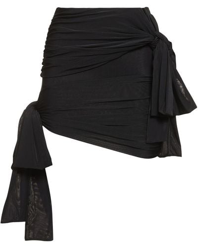 Blumarine Draped Jersey Mini Skirt W/Bows - Black